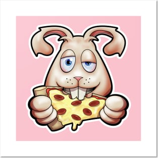 SNAX Rabbit eating pizza Posters and Art